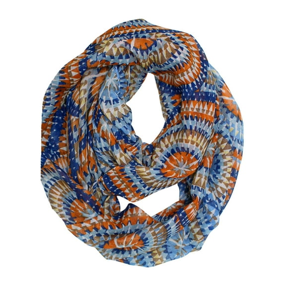Blue Vivid Kaleidoscope Print Infinity Scarf
