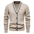 thumbnail image 4 of ibuvkizy Cardigan Sweaters for Men's Round Neck Knitted Pullover Long Sleeved Base Shirt Top Sweater Beige,M, 4 of 5