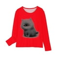 thumbnail image 4 of CLOISE Youth Shirts for Girls Long Sleeve Boys Red Crew Neck Tops Print Casual Fashion Fall Winter Clothes Red 7T, 4 of 5