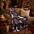 thumbnail image 3 of Cute Ghosts with Pink Mushrooms and Moon, Playful Gothic Style for Halloween Lovers, Floral Potion Motif and Halloween Gift, Cozy Flannel Blanket for Bedroom and Dorm, Home Decor, 3 of 6