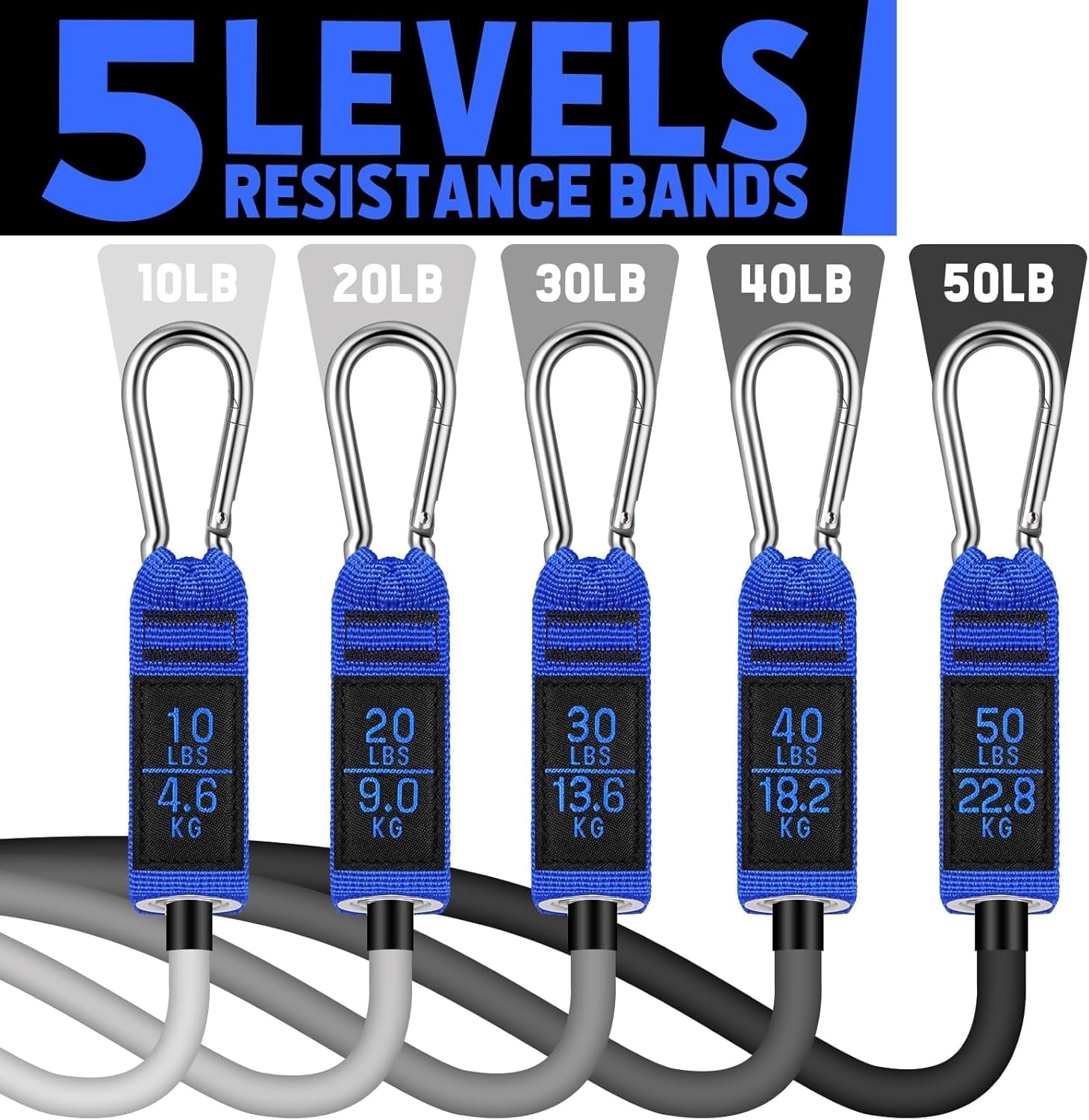 JJEAN-Resistance Bands Set - Exercise Bands with Handles, Door Anchor, Legs Ankle Straps, for Heavy Resistance Training, Physical Therapy, Muscle Training, Yoga, Home Workouts, Gym