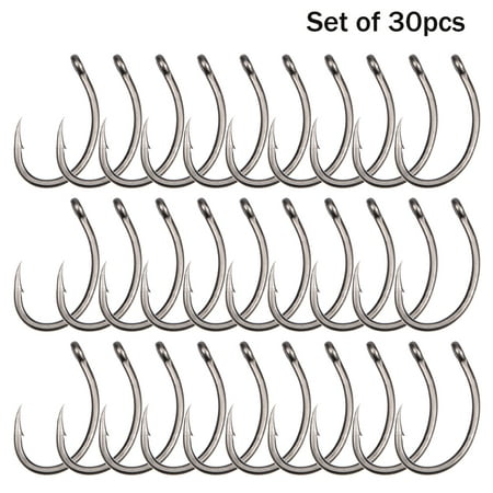 30Pcs 6#/8#/10# Curve Hooks PEFT Barbed Fishhooks Carp Fishing Hooks Fishing Tackle
