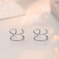 thumbnail image 5 of Pendientes de clip de oreja de doble línea simple de plata con personalidad en forma de U hueca sin perforaciones para hombres y mujeres, 5 of 5