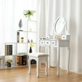 thumbnail image 4 of Costway Makeup Desk Vanity Dressing Table Oval Stool 5 Storage Drawers, 4 of 12