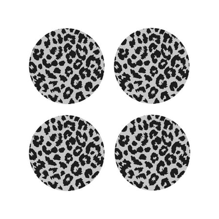 

Matuu Similar To Leopard Print for Cup Coasters Set of 4 Leather Coasters Desk Coasters for Office Measures 4” x 4”-Round Shape