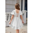 thumbnail image 5 of Arshiner Girls Dress Summer Wedding Party Square Neck Hollow Back Solid Midi Flowy Casual Dresses, 5 of 8