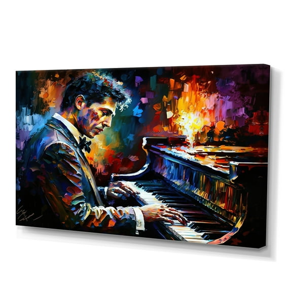 Designart Man Playing Piano III Canvas Wall Art