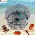 thumbnail image 6 of Teettartee Heavy-Duty Folding Crab Cage, Size Diameter=17.7”,Height=7.9”,Round Design with Secure Red Rope Handles, Black Mesh Trap Net for Crabbing, Shrimp,Marine Life,and Beach Fishing, 6 of 10