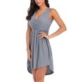 thumbnail image 2 of asddcavvf Robes pour Femmes Robe d'Été Sans Manches Col en V Profond Froncée Cocktail m, 2 of 7