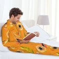 thumbnail image 4 of Mens Pajamas Set, Papaya Tropical fruit Button Down Long Sleeve Loungewear Sleepwear Pjs sets for Men, 4 of 5