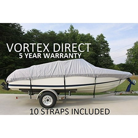 VORTEX HEAVY DUTY 24 FT *GREY/GRAY* VHULL FISH SKI RUNABOUT COVER FOR 22' to 23' to 24' FT FOOT BOAT (FAST SHIPPING - 1 TO 4 BUSINESS DAY