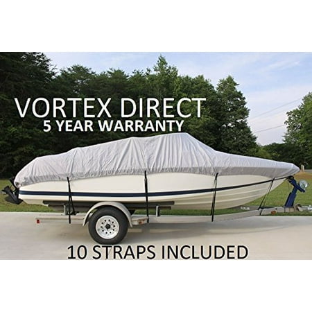 Ski Deck Boat - VORTEX HEAVY DUTY 24 FT *GREY/GRAY* VHULL FISH SKI RUNABOUT COVER FOR 22' to 23' to 24' FT FOOT BOAT (FAST SHIPPING - 1 TO 4 BUSINESS DAY DELIVERY)