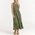 thumbnail image 4 of RYKJLWY Cute Dresses for Women Summer Casual Sleeveless Crewneck Sundress Aline Flowy Tiered Maxi Long Beach Dress Vacation Outfits Short Dresses for Women 2024 Sundresses (Green,XXL), 4 of 9