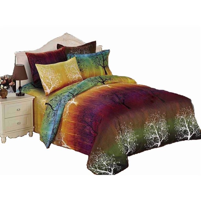 Swanson Beddings Rainbow Tree 3Pc Duvet Bedding Set: Duvet Cover And Two Pillow Shams (Queen)