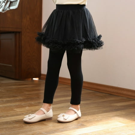 

Hbdhejl Toddler Girls Dress Footless Leggings With Tutu Ruffle Skirt Stretchy Cotton Pantskirt Black 9-10 Years