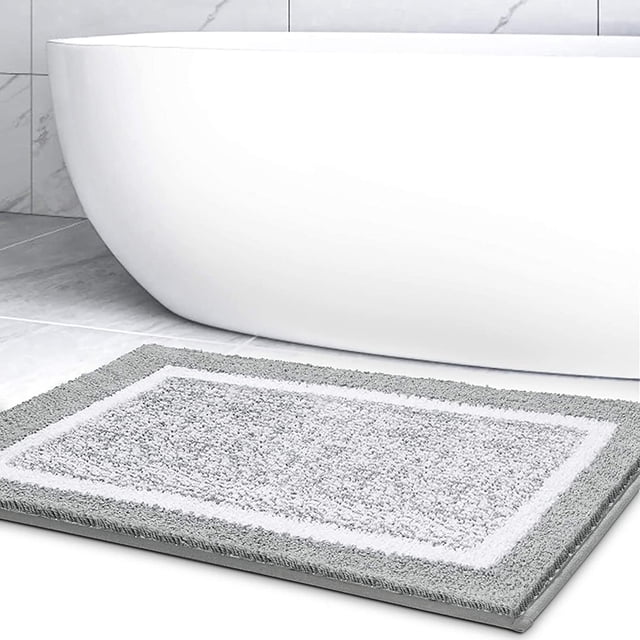 Shower Water Absorbent Bath Rug Durable Floor Mats (Grey)