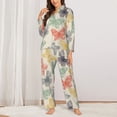 thumbnail image 2 of Haiem Butterfly Pattern Women’s Long-sleeve Sleepwear,Sleepwear Set,2-piece Loungewear Set,Soft PJs Comfy Nightwear with Pockets-XX-Large, 2 of 7