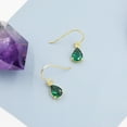 thumbnail image 3 of Emerald Green Pear Cut CZ Drop Earrings in Sterling Silver, Silver or Gold, Minimalist Droplet Dangle Earrings, Drop Earrings, 3 of 3