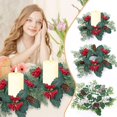 thumbnail image 2 of LUVCLS Candelabro de Navidad, guirnalda de piñas y bayas artificiales, candelabro nuevo, 2 of 6