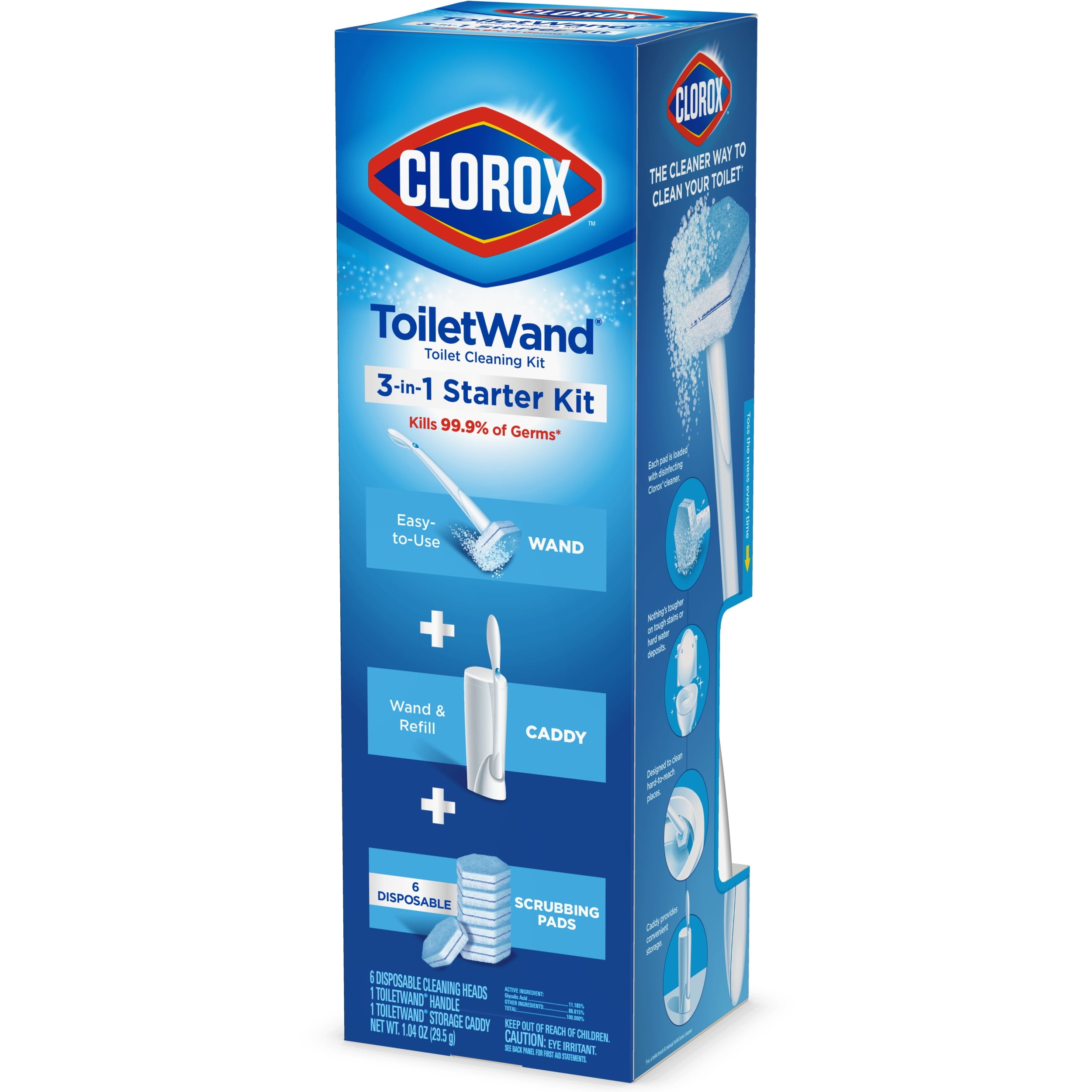 Clorox ToiletWand Disposable Toilet Cleaning System - ToiletWand, Storage Caddy and 6 Disinfecting ToiletWand Refill Heads (Packaging May Vary)