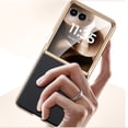 thumbnail image 2 of Gold-trimmed genuine leather protective case for Moto Razr 60ultra/Razr 50ultra foldable phones, 2 of 6
