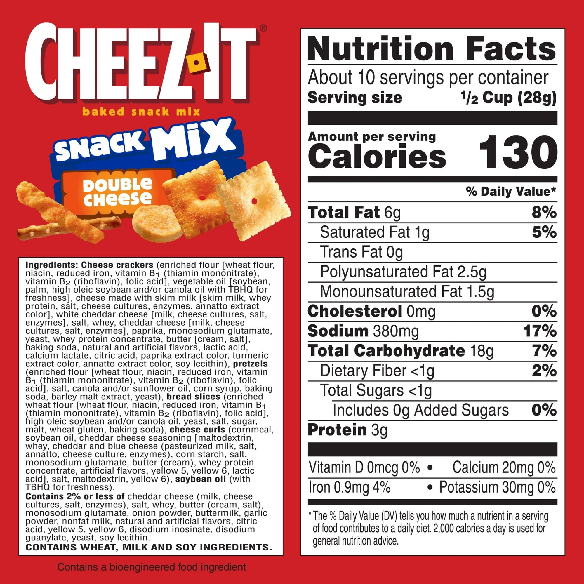 Cheez‑It Double Cheese Snack Mix, 9.75 oz, Pack of 3 with Bowl by Value Nest