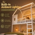 thumbnail image 5 of DTTRA Twin over Full Playhouse Metal Bunk Bed with Slide, Ladder, LED Light & Storage Cabinet, White, 5 of 9
