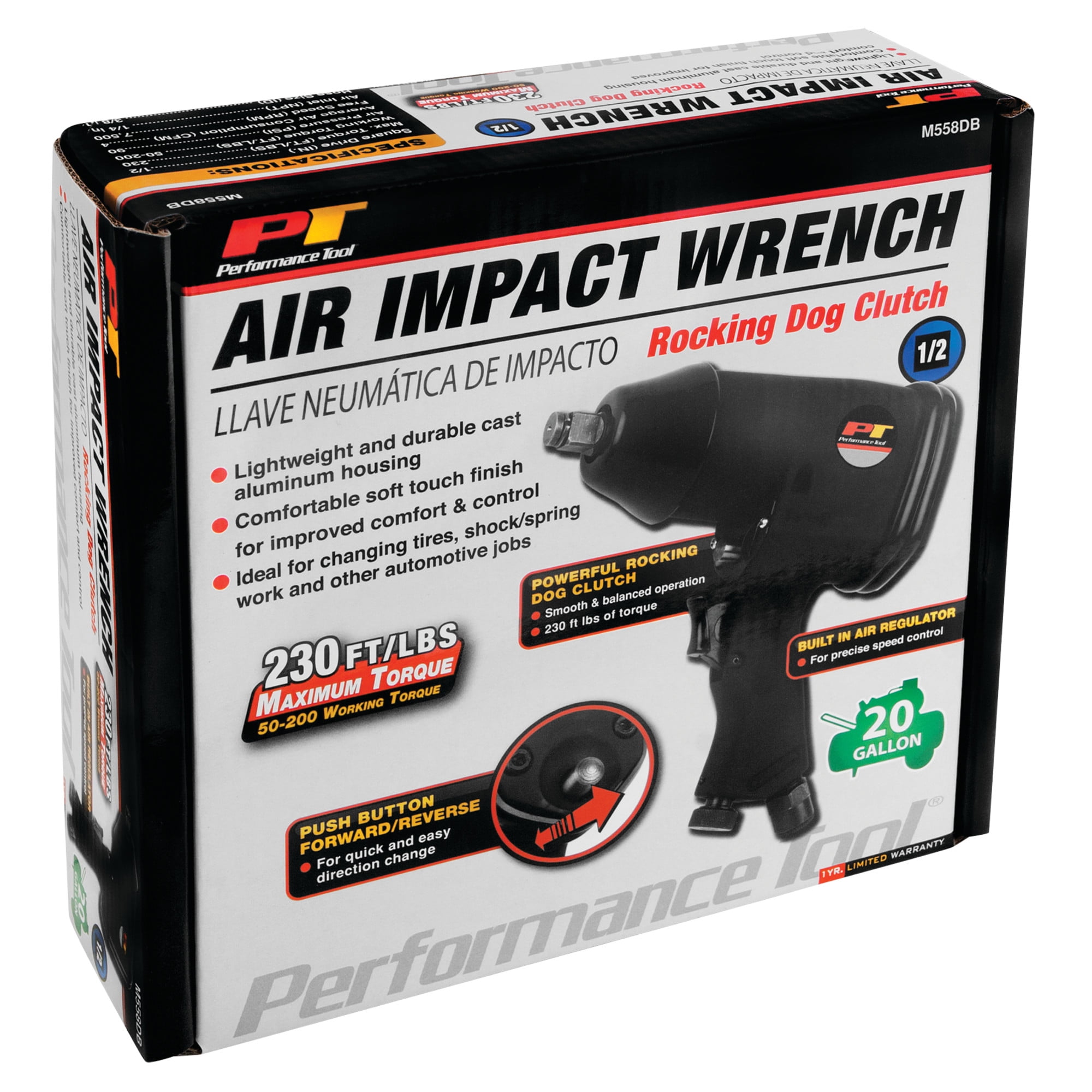 Performance Tool M558DB 1/2-Inch Drive Impact Wrench 230ft/lbs of Torque