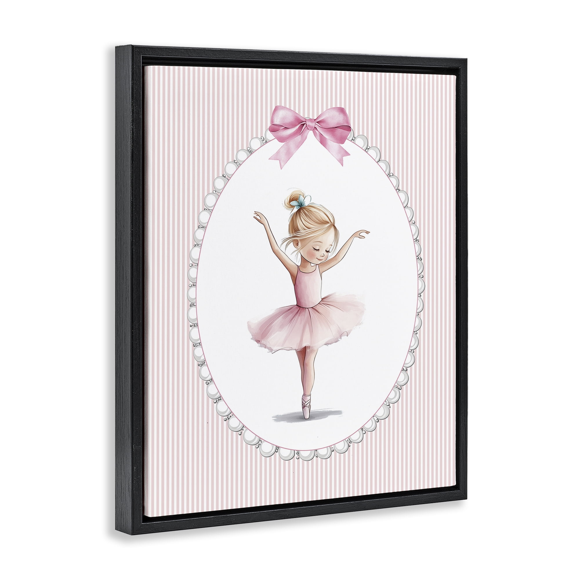 Stupell Industries Dance Pink Ballerina Black Framed Floater Canvas Wall Art, design by Christine Simpson Art