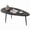 Black, variant on Costway Oval Coffee Table with Sturdy Metal Construction & Compact Design, Retro Sofa Table Walnut