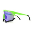 thumbnail image 2 of Large Coverage Mirror Lens Shield Curved Wrap Sport Sunglasses Green Black - Teal Mirror, 2 of 4