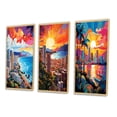 thumbnail image 3 of Designart "Pop Art Maui III" Cityscapes Framed Wall Art Set Of 3 - Multi-Color Maui Frame Gallery Wall Set For Home Decor, 3 of 7
