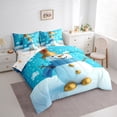 thumbnail image 3 of Manfei Cute Snowman 7 Pieces Bedding Comforter Set,Merry Christmas Full Bedding Set,White Blue Fitted Sheet Flat Sheet For Girls Kids,Ultra Soft Home Decor Reversible, 3 of 8