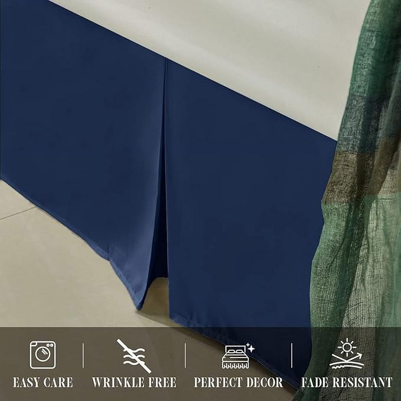 Elegant Comfort 1-Piece Solid Bed Skirt, 1500 Thread Count, Minimalist Design, Easy Care, Wrinkle and Stain Resistant , Cali King, Midnight Navy