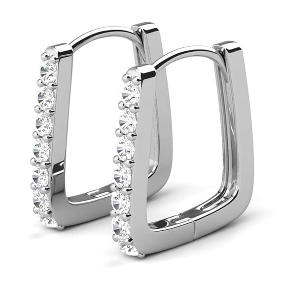 Cate & Chloe Phoebe 18k White Gold Plated 14mm Hoop Earrings with Swarovski Crystals Gift for Women