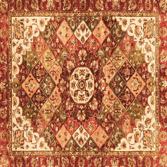 Ahgly Company Indoor Square Abstract Orange Modern Area Rugs, 7' Square
