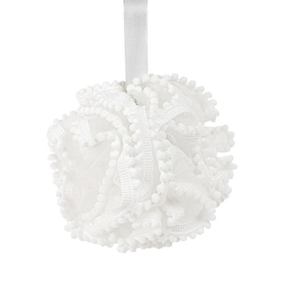 Extra Large Pearl Bath Mesh Scrubber for Men and Women - Gentle Exfoliating Sponge for Body Cleansing, Bath Accessory - White