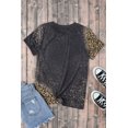 thumbnail image 4 of ABPHQTO Camiseta de cuello redondo con estampado blanqueado de letras de leopardo occidental gris para mujer, 4 of 5