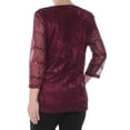 thumbnail image 2 of JM COLLECTION $54 Womens New 1138 Purple Lace Sequined 3/4 Sleeve Top S B+B, 2 of 2