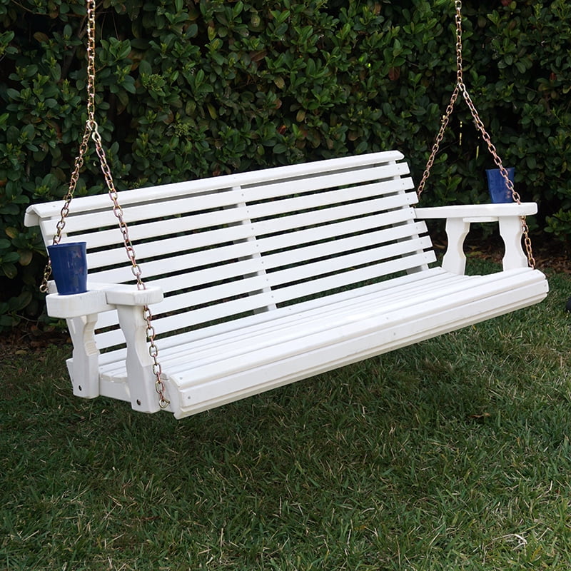 Amish Heavy Duty 800 Lb Roll Back Treated Porch Swing With Hanging Chains (4 Foot,... by