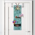 thumbnail image 2 of Abstract Hanging Pocket Organizer, Randomly Scattered Circular Blobs in Different Sizes, Printed Polyester Storage Bag with Pockets, 9" x 27", Dark Seafoam, 2 of 2