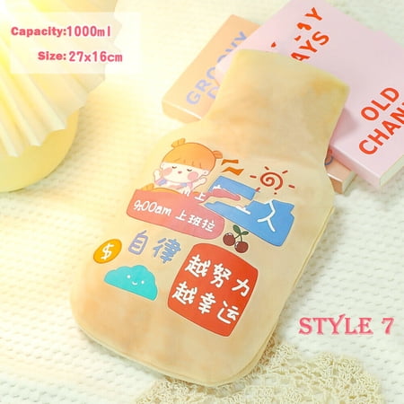 1000ML Capacity Cartoon Washable Warm Hot Water Bag for Winter or Pain Relief