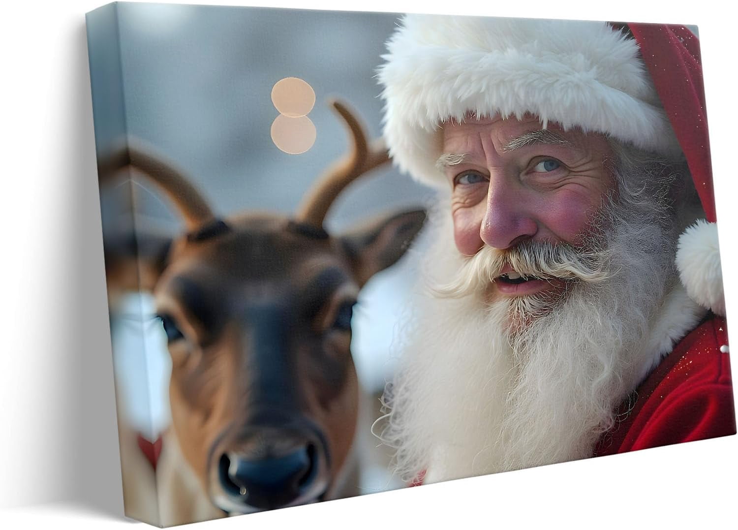 Christmas canvas wall art decor, Santa Claus with Reindeer Canvas Print, Festive Holiday Decor for Room, Unique Christmas Gift for Family and Friends, Adds Christmas Spirit to Your Home 24X30inch