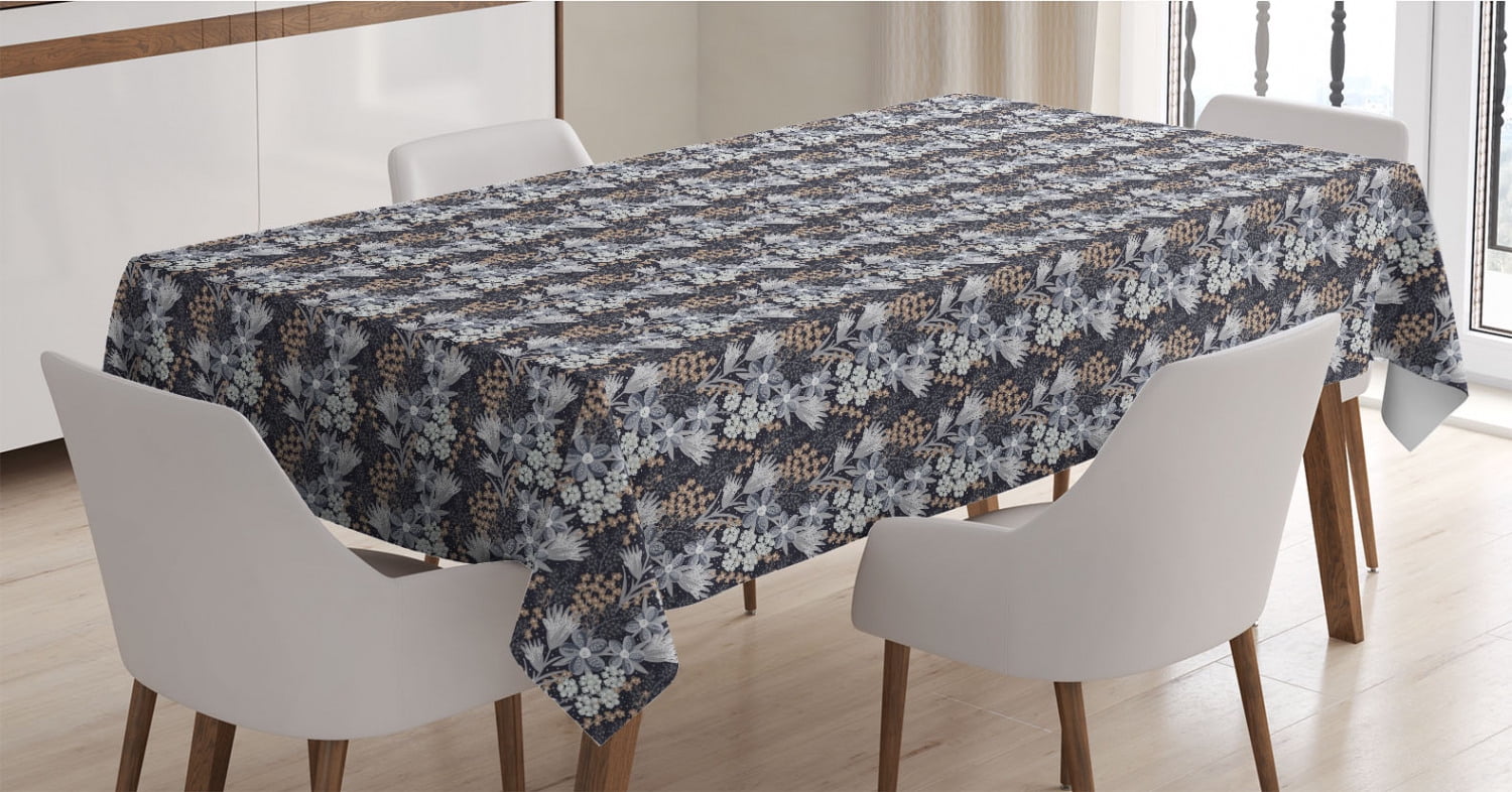 Ambesonne Vintage Floral Tablecloth Multicolor Botanical Theme Different Kind Natural Beauty Hand Drawn Like Pattern 52 X 70 Rectangular Table Cover for Dining Room Kitchen Decor 