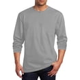 thumbnail image 2 of Mens Long Sleeve T Shirt Solid Color Crewneck Basic Tee Soft Polyester Cotton Blend Wrinkle Resistant Casual, 2 of 5