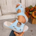 thumbnail image 2 of Wensltd Comfortable Wedge Sandals Women Summer Soft Soled Solid Color Casual Outdoor Beach Walking Comfort Slippers Light Blue, 2 of 7