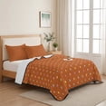 thumbnail image 3 of 3 Pieces Queen Quilt Set,Colorful Polka Dot on Orange Soft Bedding Sets with 1 Quilt & 2 Pillow Shams,Modern Minimalist Dotted Summer Bedspread Lightweight Coverlet Comforter for All Season, 3 of 6