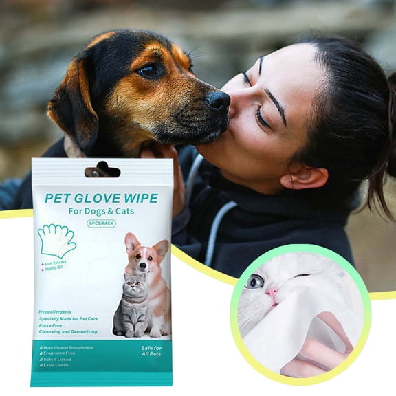 Thick Pet Glove Wipes For Dogs Cats, Dog Cat Washing Cleaning Gloves, Dog Grooming Bath Gloves For Daily Care And Traveling, Rinse Free ,White - 24Cm