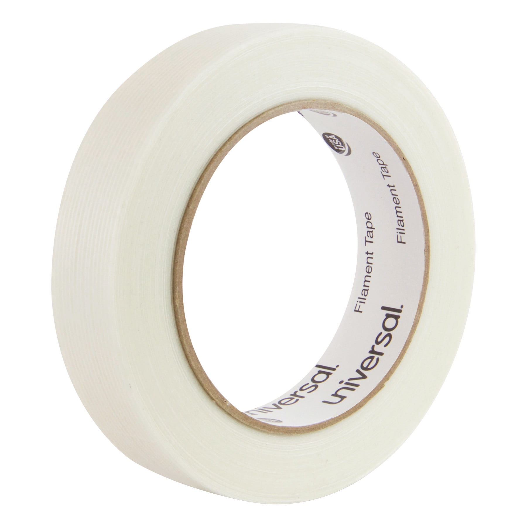 Universal 190# Medium Grade Filament Tape, 24mm x 54.8m, 3' Core, Clear -UNV78001