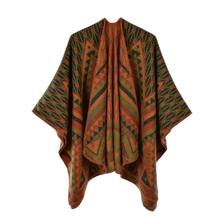 

HSMQHJWE Fleece Scrub Jackets For Women Thick Warm Fleece Women S Elegant Shawl Wrap Patterns Printed Open Front Knitted Winter Thick Super Soft Cardigans Sweater Ruana Cape Long Coats Womens